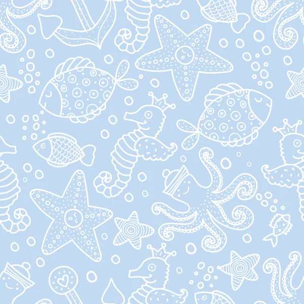 Deniz yaşamı ile sevimli çocukların kusursuz desenleri..