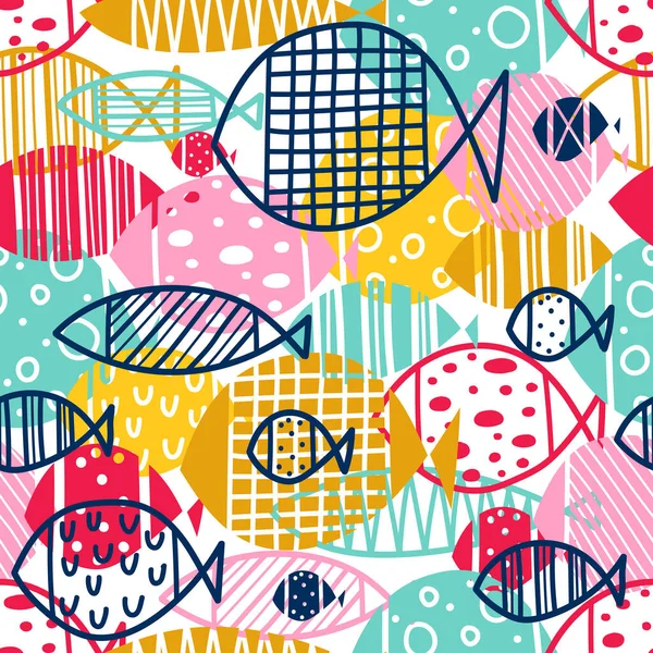 Cute Decorative Fish Vector Seamless Pattern Can Used Textile Industry — Stock Vector