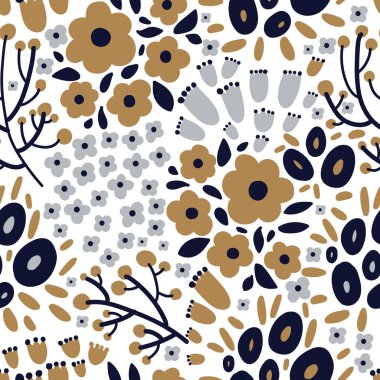 Bahar çiçeğiyle sevimli, dikişsiz desen. Klasik çiçek illüstrasyonu. Moda baskıları için şablon.