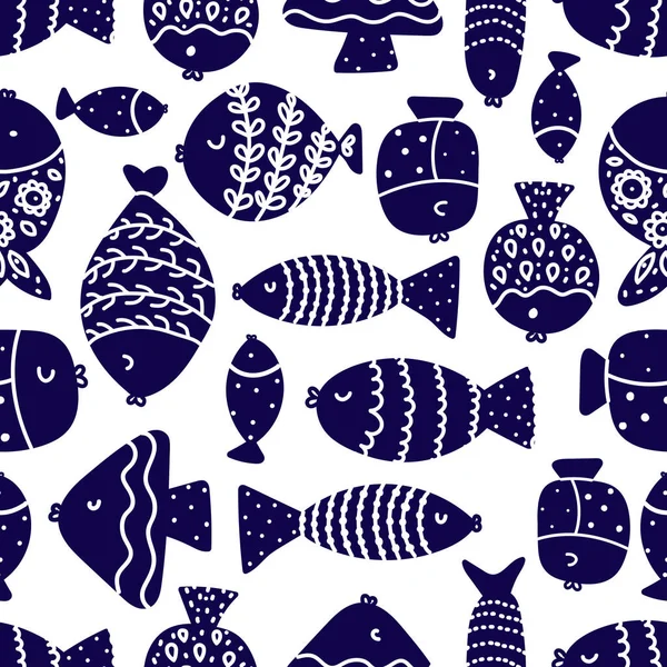 Leuke Vis Kinderen Achtergrond Naadloos Patroon Kan Worden Gebruikt Textielindustrie — Stockvector