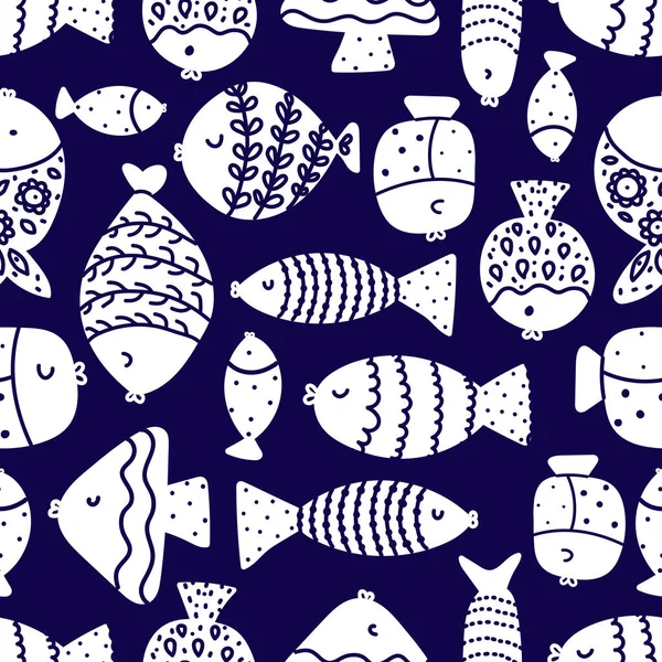 Şirin Balık Çocuk Geçmişi Kusursuz Desen Tekstil Endüstrisinde Kağıt Arkaplanda — Stok Vektör