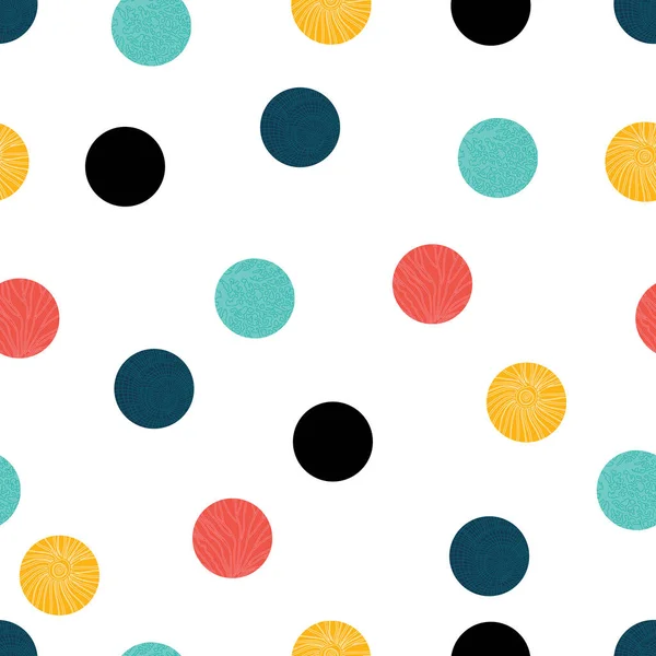 Cute Seamless Pattern Polka Dot Fabric Wallpaper Vector — Stock Vector