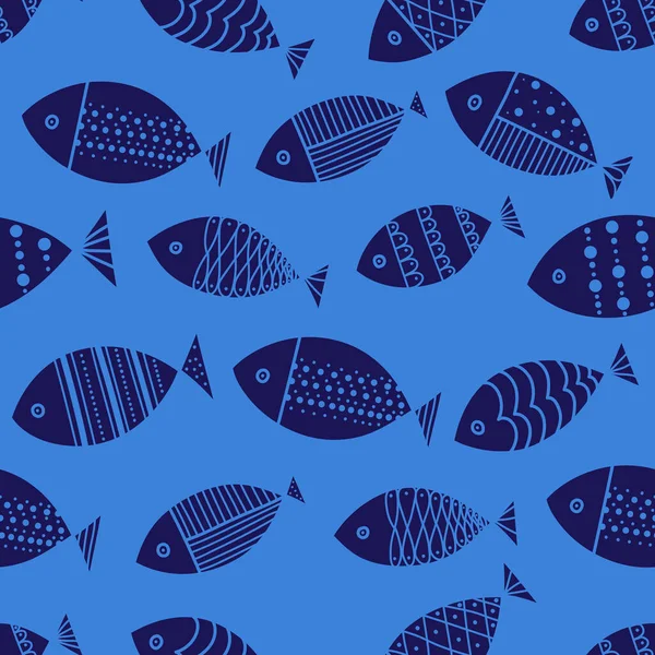 Cute Fish Vector Seamless Pattern Can Used Textile Industry Paper — Stock Vector