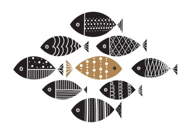 Mavi mahsul balıklı şirin bir poster.