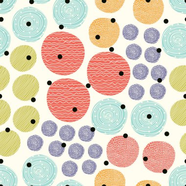 Kusursuz desen, benekli kumaş, duvar kağıdı, vektör. Neşeli polka nokta vektörsüz desen. Tekstil endüstrisinde, kağıt, arkaplanda, koleksiyon defterinde kullanılabilir.