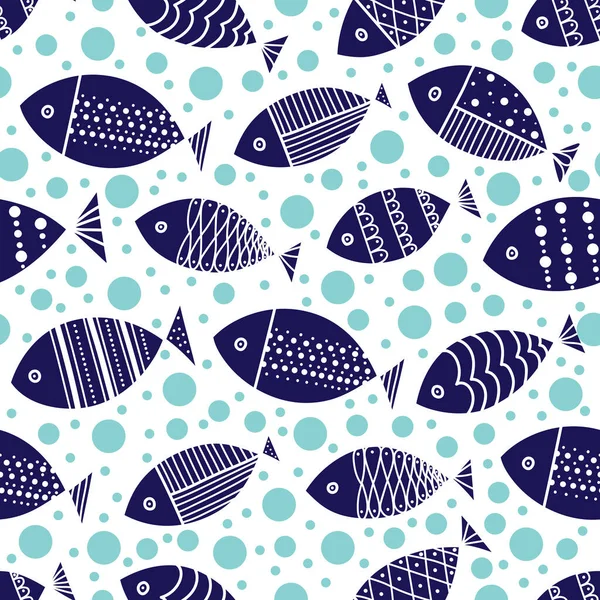 Cute Fish Polka Dots Vector Seamless Pattern Can Used Textile — Stock Vector