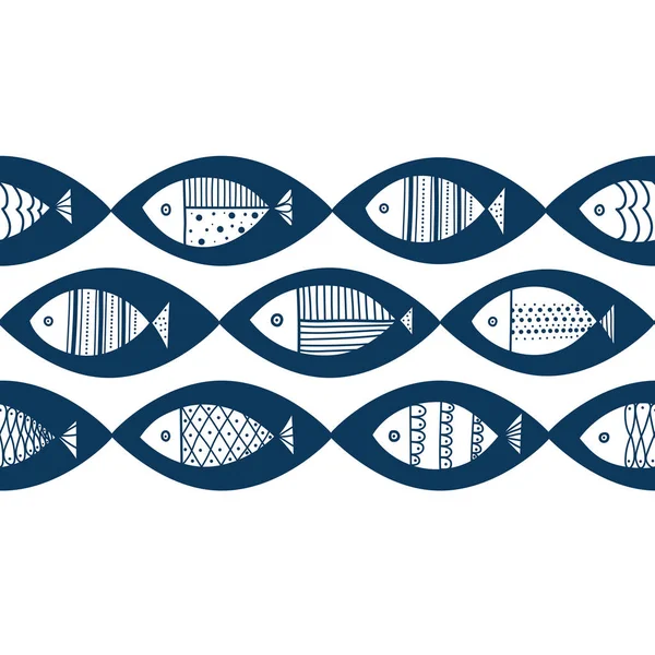 Милая Рыбная Карта Мотив Рыбой — стоковый вектор