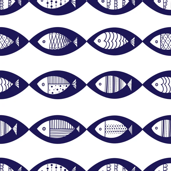 Leuke Vis Kinderen Achtergrond Naadloos Patroon Kan Worden Gebruikt Textielindustrie — Stockvector