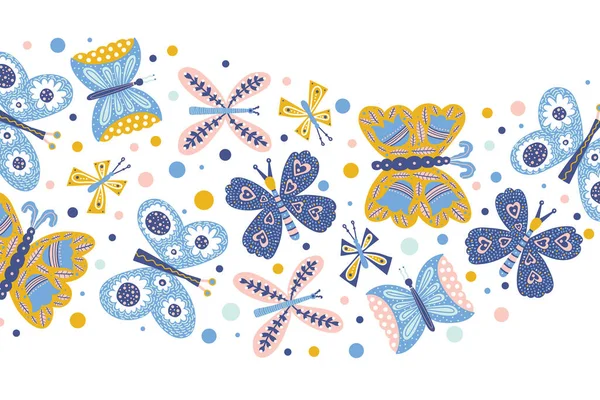 Cute Butterflies Vector Seamless Pattern Endless Pattern Can Used Ceramic — Stock Vector