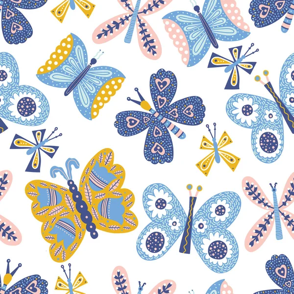 Cute Butterflies Vector Seamless Pattern Endless Pattern Can Used Ceramic — Stock Vector