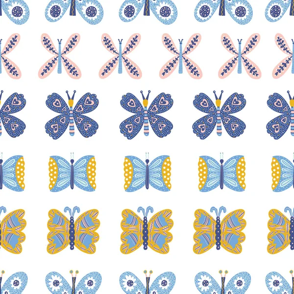 Cute Butterflies Vector Seamless Pattern Endless Pattern Can Used Ceramic — Stock Vector