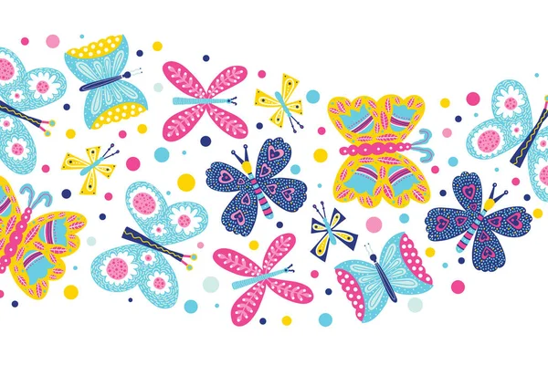Милые Декоративные Бабочки Летняя Иллюстрация — стоковый вектор