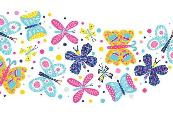 Lindas Mariposas Decorativas Ilustración Verano — Vector de stock