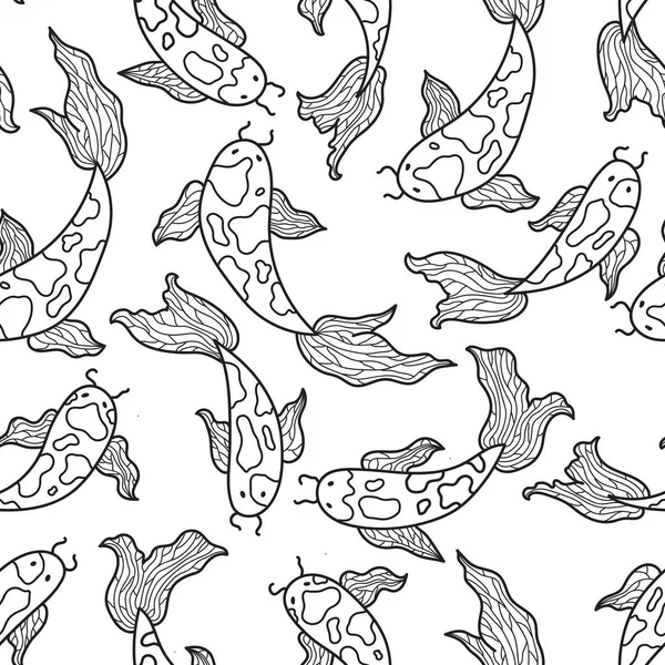 Seamless pattern wih four traditional Japanese koi and water lilies. Can be used for wallpaper, pattern fills, web page background, surface textures.