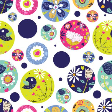 Çiçekler benekli. Vektör kusursuz desen. Sonu gelmeyen desen seramik fayans, duvar kağıdı, muşamba, tekstil, web sayfası arka planı için kullanılabilir