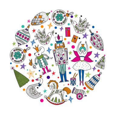 Noel kartı Fındıkkıran. Sihirli vektör illüstrasyonu. 