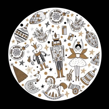 Noel kartı Fındıkkıran. Sihirli vektör illüstrasyonu. 