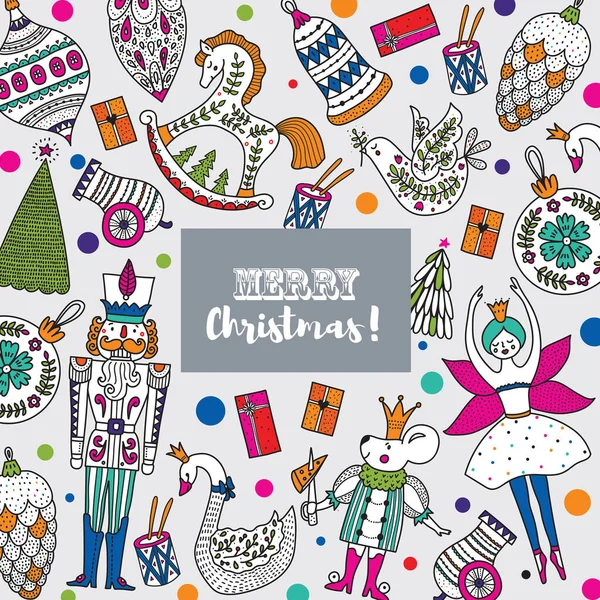 Χριστουγεννιάτικη Κάρτα Καρυοθραύστης Μαγική Διανυσματική Απεικόνιση — Διανυσματικό Αρχείο