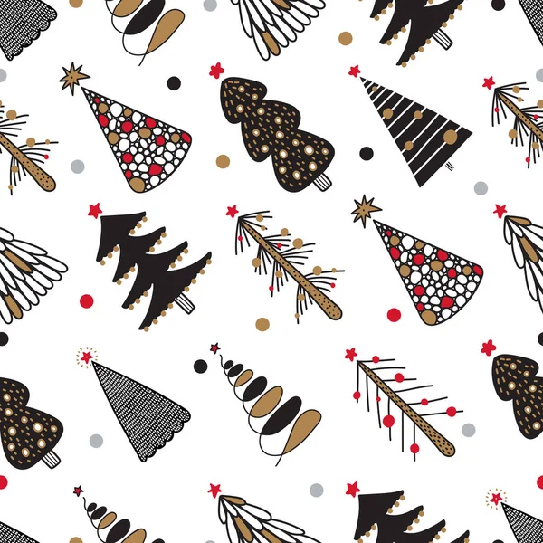 Ein Magisches Nahtloses Muster Mit Weihnachtsbäumen Kann Für Tapeten Papier — Stockvektor