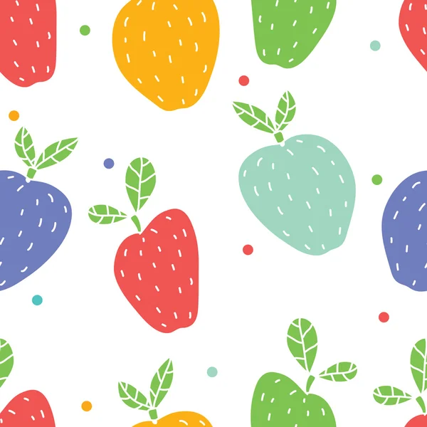 Printcoloré motif de pommes rétro — Image vectorielle