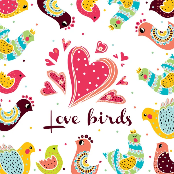 Cute love birds. — Stock Vector