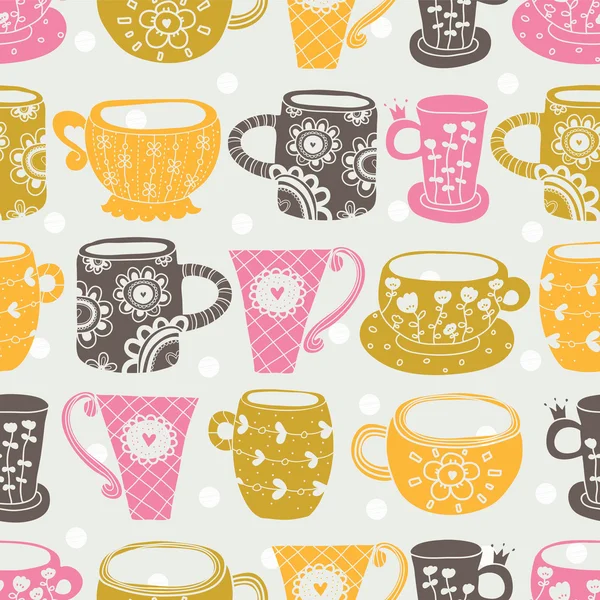 Cute cups  pattern. — Stock Vector