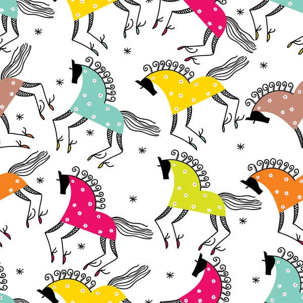 Colorful horses pattern — Stock Vector