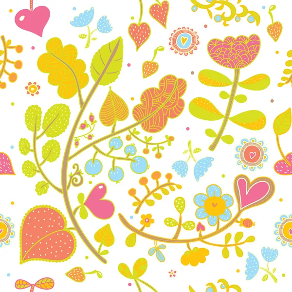 色とりどりの花で春パターン — ストックベクタ