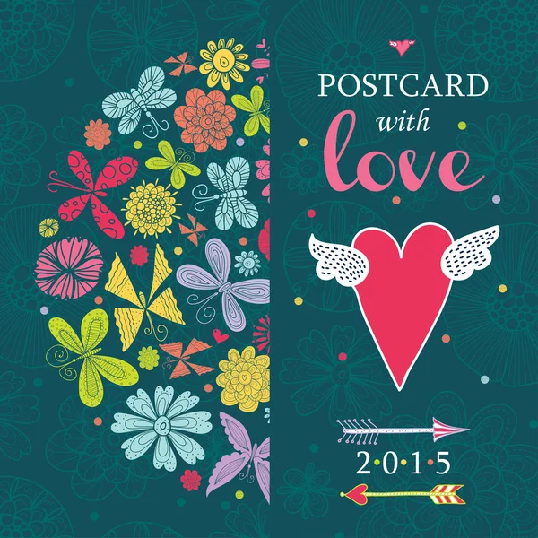 Primavera amor cartão postal . — Vetor de Stock