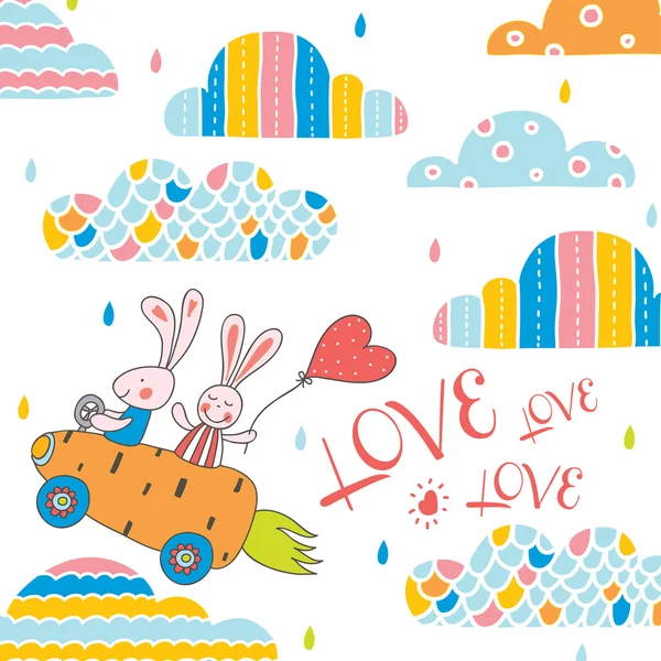 Aranyos szerelem képeslap. — Stock Vector