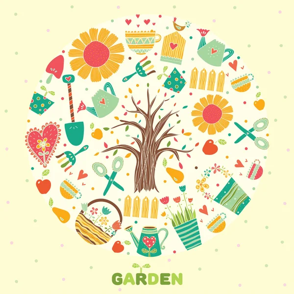 Mignon motif de jardin . — Image vectorielle