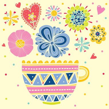 Kalpleri ile tencerede çiçekler