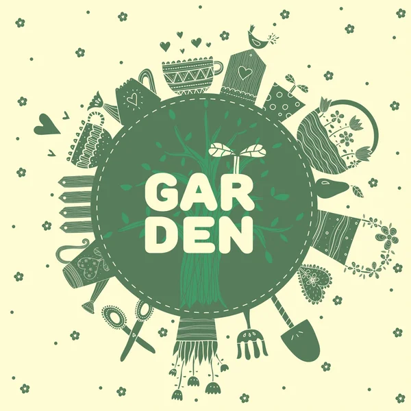 Green Garden Inskription — Stock vektor