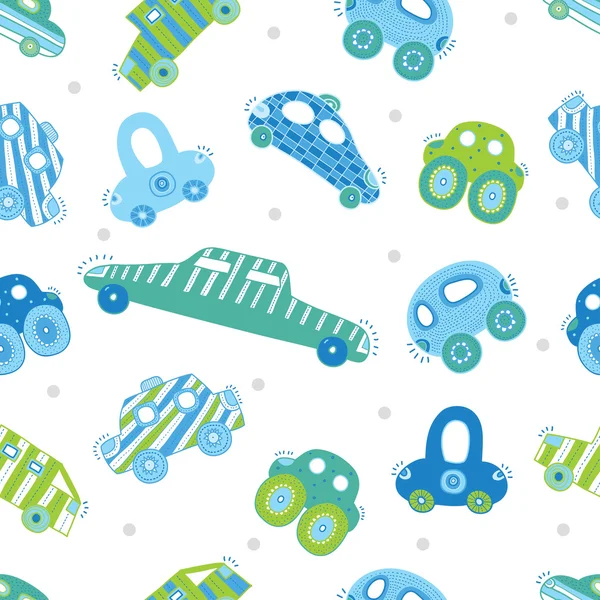 Seamless pattern with  toy cars. — Stock Vector