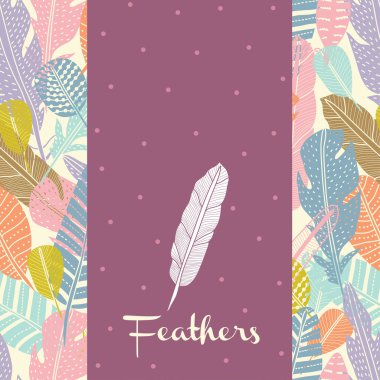 Kartpostal renkli tüyleri ile