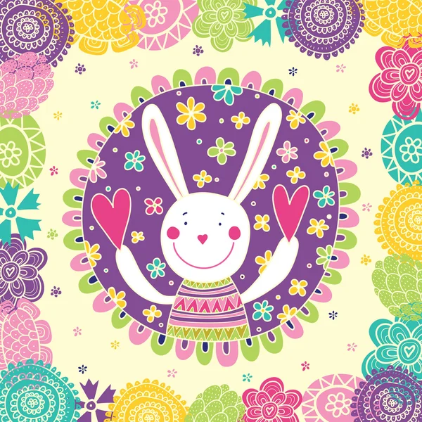Liefde konijn kaart. — Stockvector
