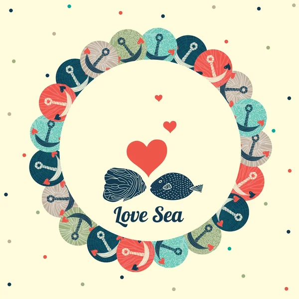 Love sea! postcard. — Stock Vector