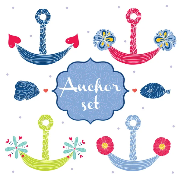 Cute anchor set — Stok Vektör