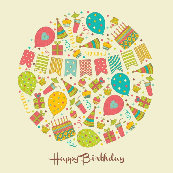 Tarjeta de cumpleaños feliz — Vector de stock