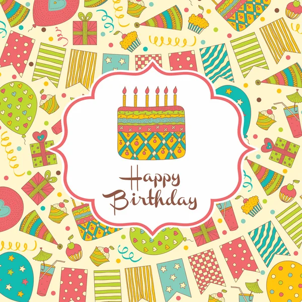 Tarjeta de cumpleaños feliz — Vector de stock