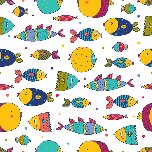 Pattern with colorful fishes — Stock Vector