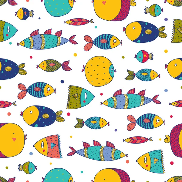 Motif avec des poissons colorés — Image vectorielle