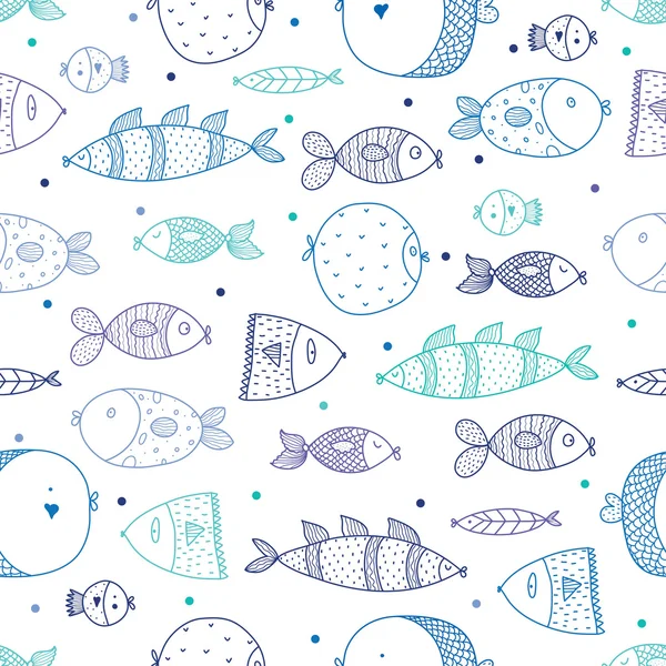 Patrón con peces de colores — Vector de stock