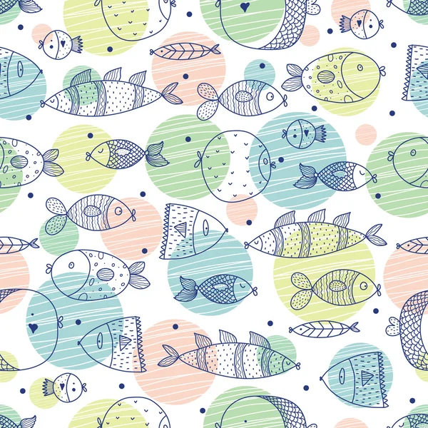 Motif avec des poissons colorés — Image vectorielle