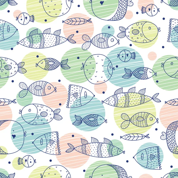 Pattern with colorful fishes — Stock Vector