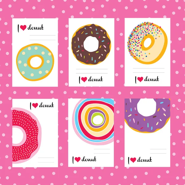 Tarjetas con rosquillas . — Vector de stock