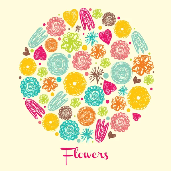 Cute colorful flowers — Stock Vector