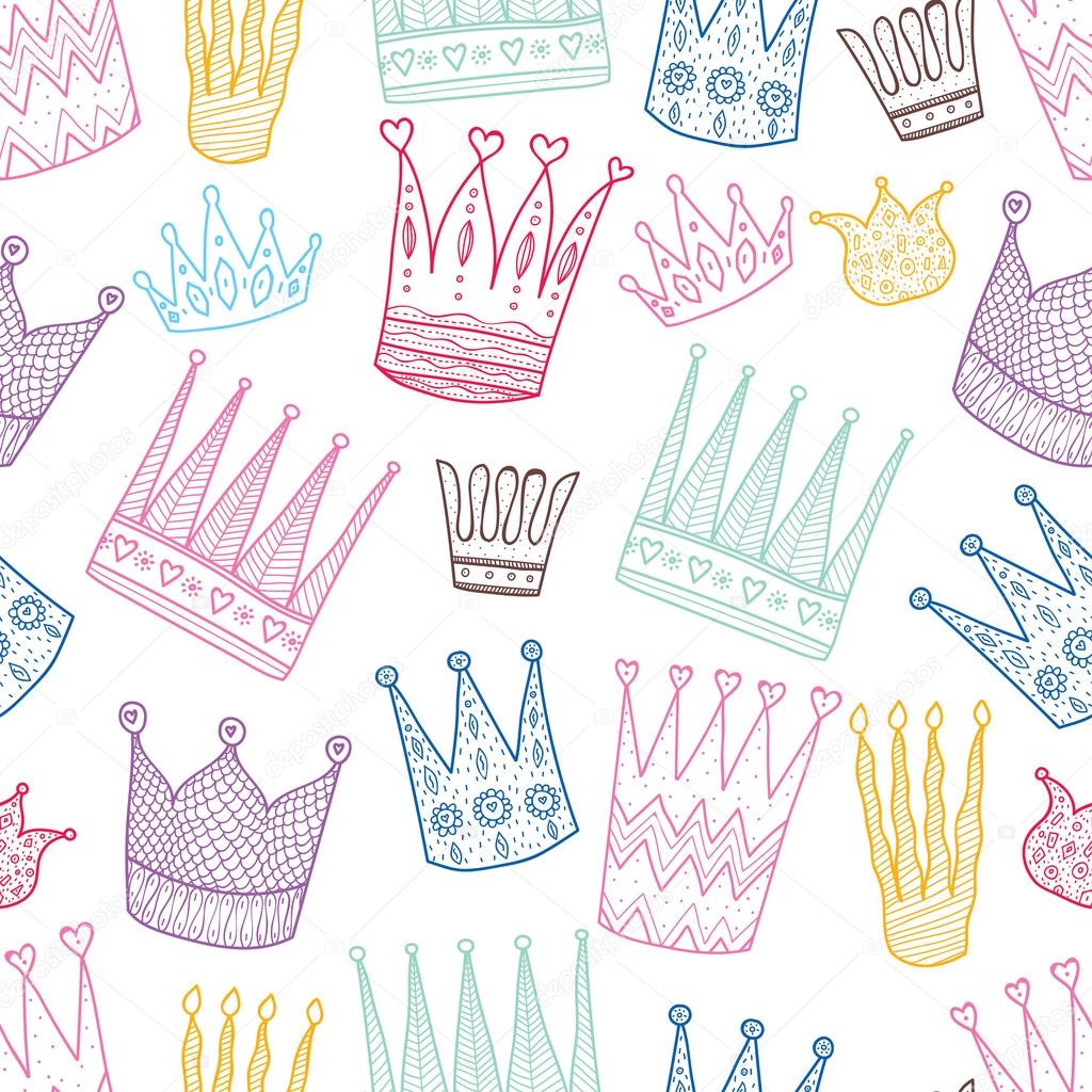 Princess crown seamless pattern