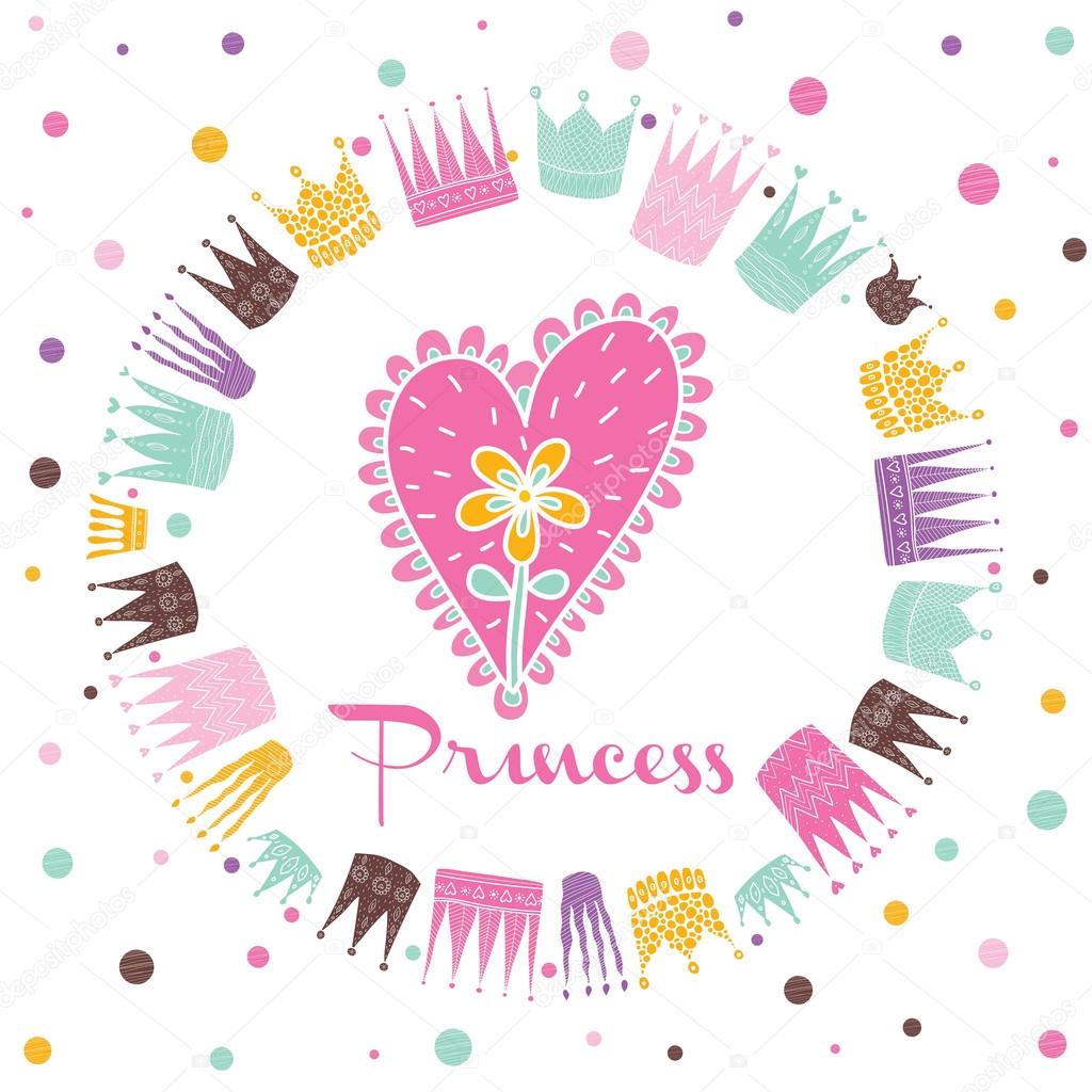 Princess postcard illustration.