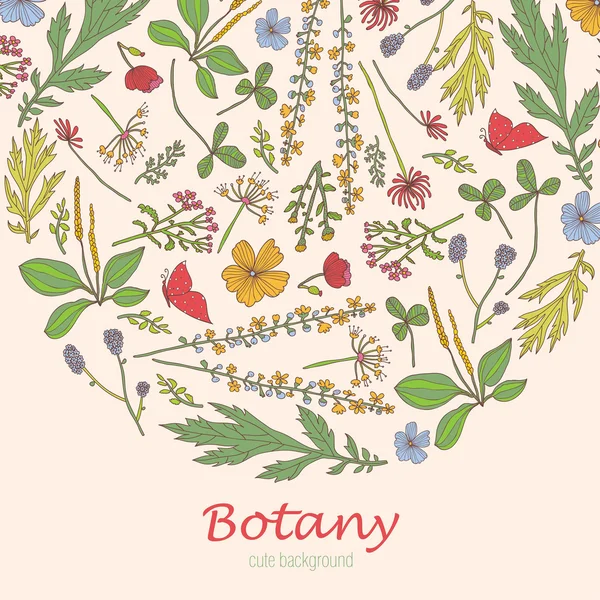 Postal botánica con flores — Archivo Imágenes Vectoriales